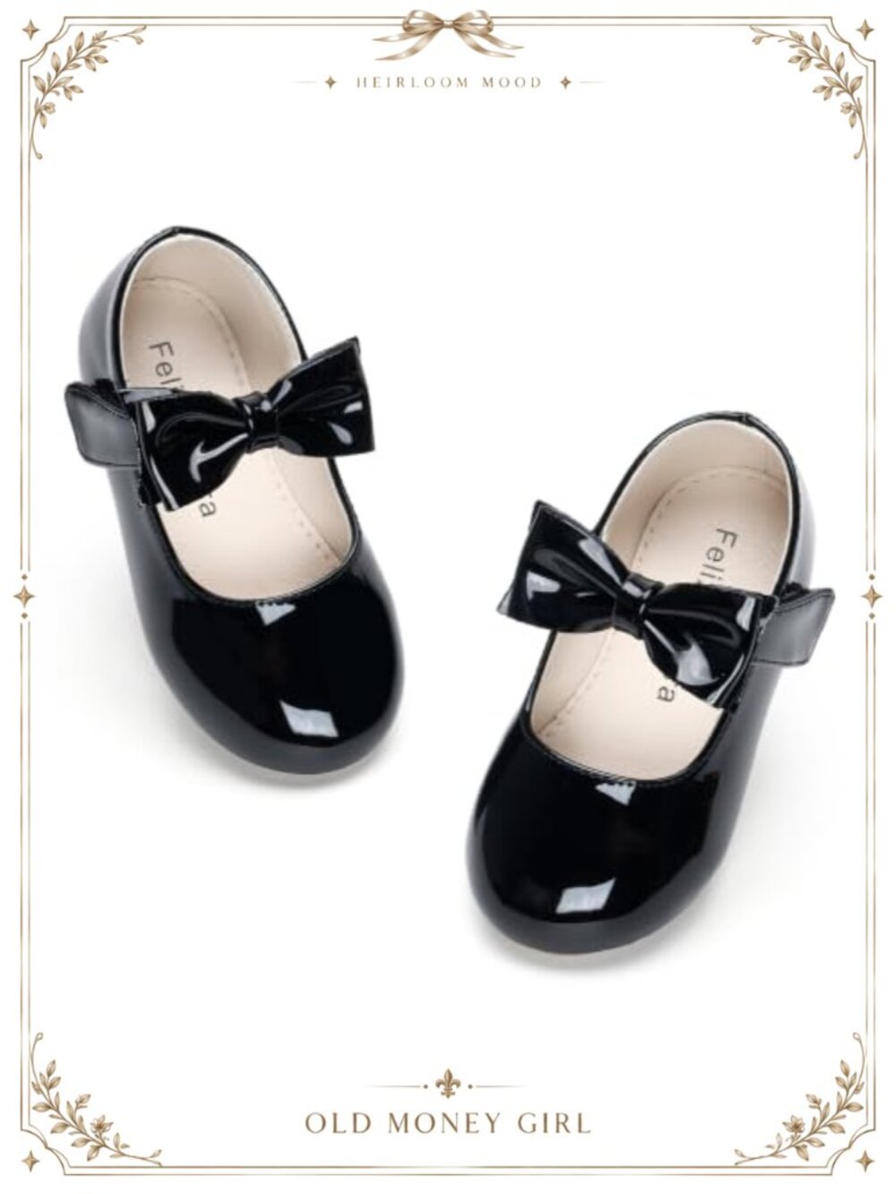 Girls Ballerina Flats Hook and Loop Mary Jane Dress Shoes